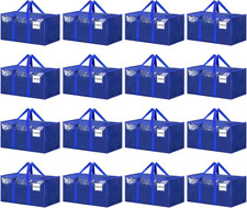 16 Pack Extra Large Clothes Storage Bins with Lids, Moving Bags, Blue