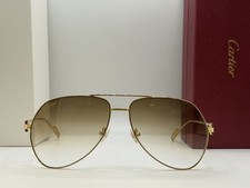 Cartier Gold Aviator Brown Gradient Men's 62mm Sunglasses CT0113O 001