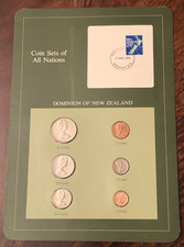 Coin Sets of All Nations New Zealand Franklin Mint Stamp Postmarked 1985