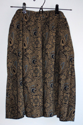 Liz Baker P/XL Paisly Flare Rayon Circle Skirt Neutrals Flowy Boho Preppie