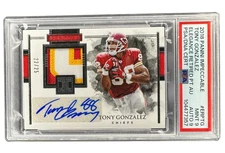 TONY GONZALEZ AUTO PATCH PSA 9 22/25 POP 1 2018 Panini Impeccable Elegance WOW!