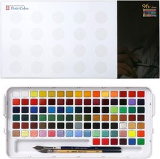 Sakura Petit Color 96 Colors Solid Watercolor Paint Set NCW-96 Water Brush Japan