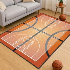 Basketball Rug for Bedroom,3'x5' Non-Slip Sports Rugs, Basketball Court Rug f...