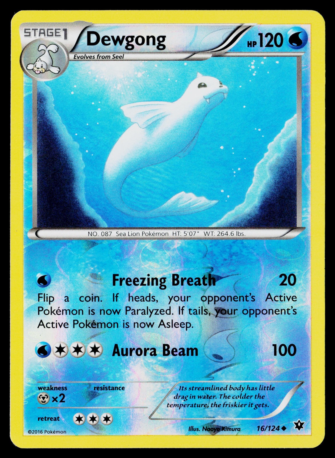 Dewgong #16/124 XY - Fates Collide Reverse Holo Near Mint or Better