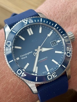 Christopher Ward C60 Trident Pro 600 40mm Box & Papers Blue Still In Warranty