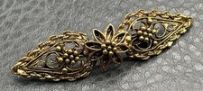 Vintage Gold Tone Filigree Floral Bar Pin Bro...