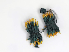 100 Gold Frost Christmas Lights on a Green Wire String, UL Approved, Indoor and