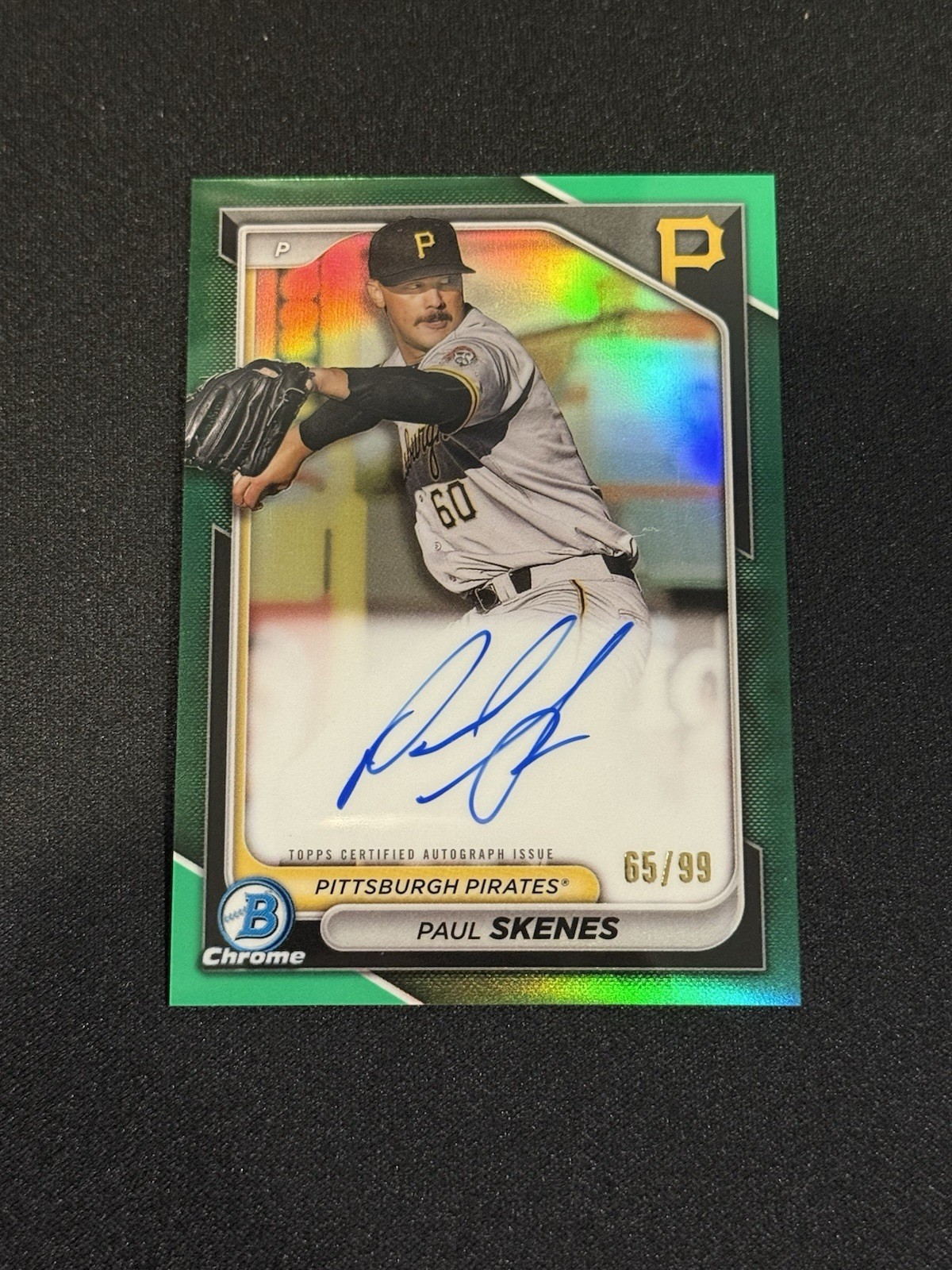 2024 Bowman - Chrome Autographs Paul Skenes #CPA-PS Green Refractor 35/99