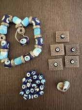 LOT of Mixed Evil Eye Glass Beads and Findings for Jewelry Making