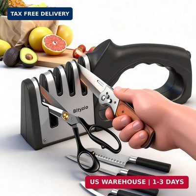 4-in-1 Knife Sharpener Kitchen Tool Multi-Stage Sharpener for Knives & Scissors