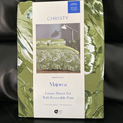 Christy ''Mallorca'' Doppel Bettdecke + 2 Kissenbezüge - Grün, Weiß & Luxus!