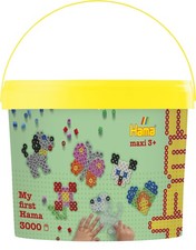 Hama Maxi Beads & Pegboards Bucket   Approx. 3000 Beads, 4 Transparent Pegboards