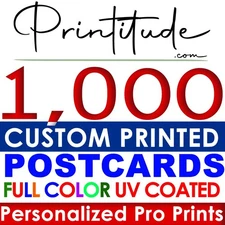 1000 Full Color 4x6 16pt PERSONALIZED POSTCARDS AQUEOUS GLOSS COATED 4"x6"