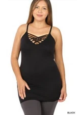 Seamless Lattice Front Cami Adjustable Strap Longline Tank NWT Boutique