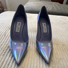 Jimmy Choo Iridescent Silver Pointed Toe Stiletto Pumps 9.5 US