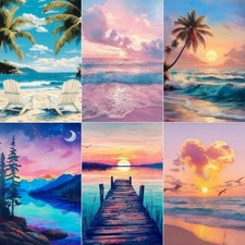 5D Diamond Painting Kits for Adults, 6 Pack Beach Diamond Art Set DIY Full