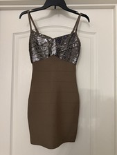 NWT Women’s Guess Mini Cocktail Dress Sequins Size Small Sandalwood Color