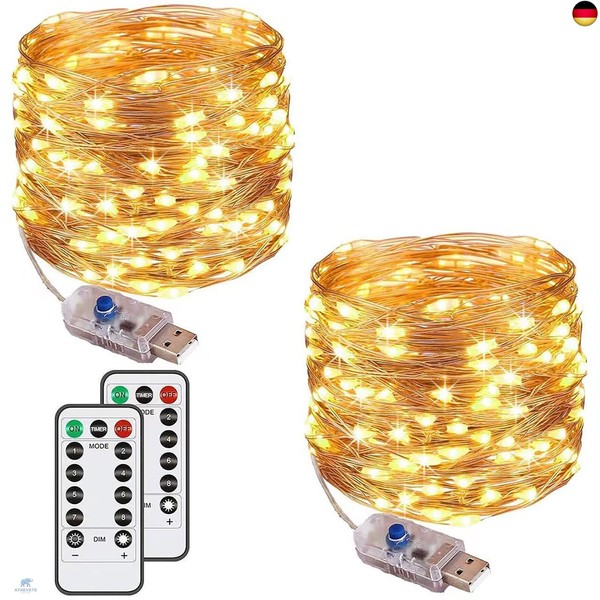 Augone Lichterkette Mit 120 Leds, 12 M, 8 Modi, Usb-Stecker, Wasserdicht,-image