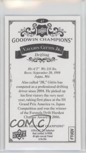 2016 Upper Deck Goodwin Champions Minis Vaughn Gittin Jr #47 - Image 2 of 2