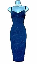 Karen Millen UK 12 Black Metallic Leaf Print Open Back Cocktail Party Prom Dress