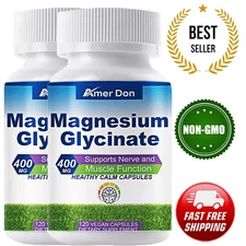 Magnesium Glycinate Capsules 400mg High Absorption Chelated by AmerDon 240 Pills