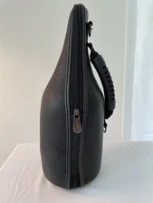 GENUINE BLK LEATHER CaddyO Wine Bottle Caddy / Carrier w/Accessories - Open Box