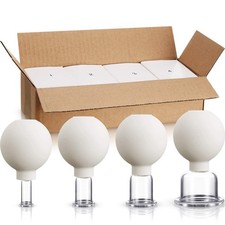 BBTO 4 Pieces Glass Cupping Set Silicone 4 Piece Set, White