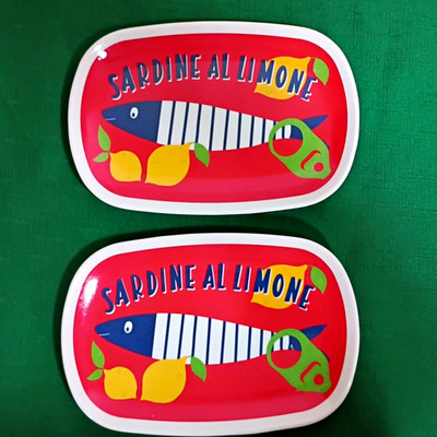 C&C California ''Sardine al Limone'' Novelty Fish & Lemon 2-Pc Rectangular Plates