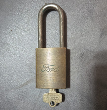Rare Vintage Ford Brass Padlock Best Lock Corp Script Logo Matching Key 1ta 1316