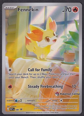 Pokemon Fennekin MEP 080 IR Pokemon Center Stamped Chaos Rising