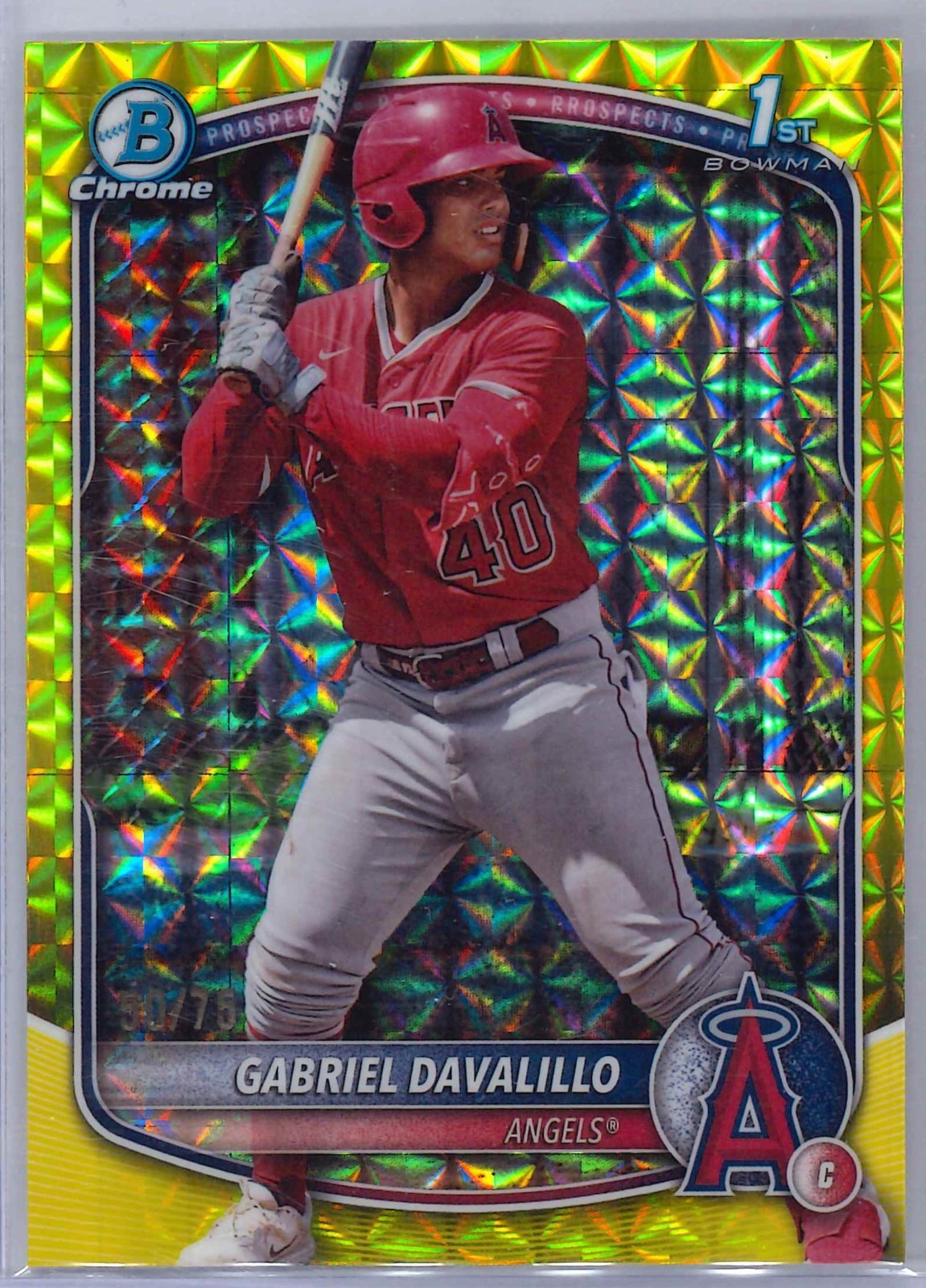 GABRIEL DAVALILLO 2025 BOWMAN CHROME 1ST YELLOW GEOMETRIC ANGELS /75 