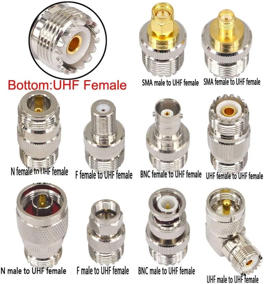 Boobrie 20PCS RF Coaxial Connector Kit UHF Adapter Set silver - Image 3 of 4