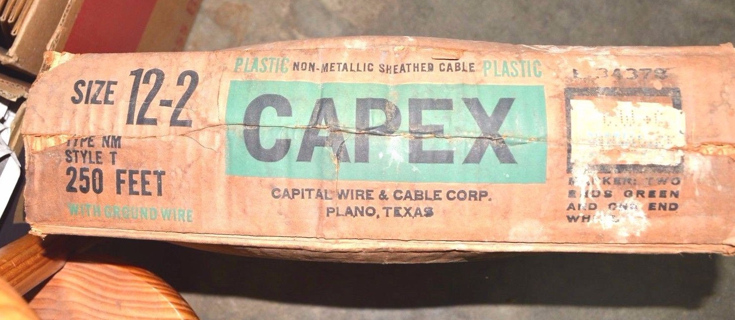 CAPEX Cable Wire 250' 12/2 NM ROMEX Cable with Ground BLACK CU NOS NEW W1204