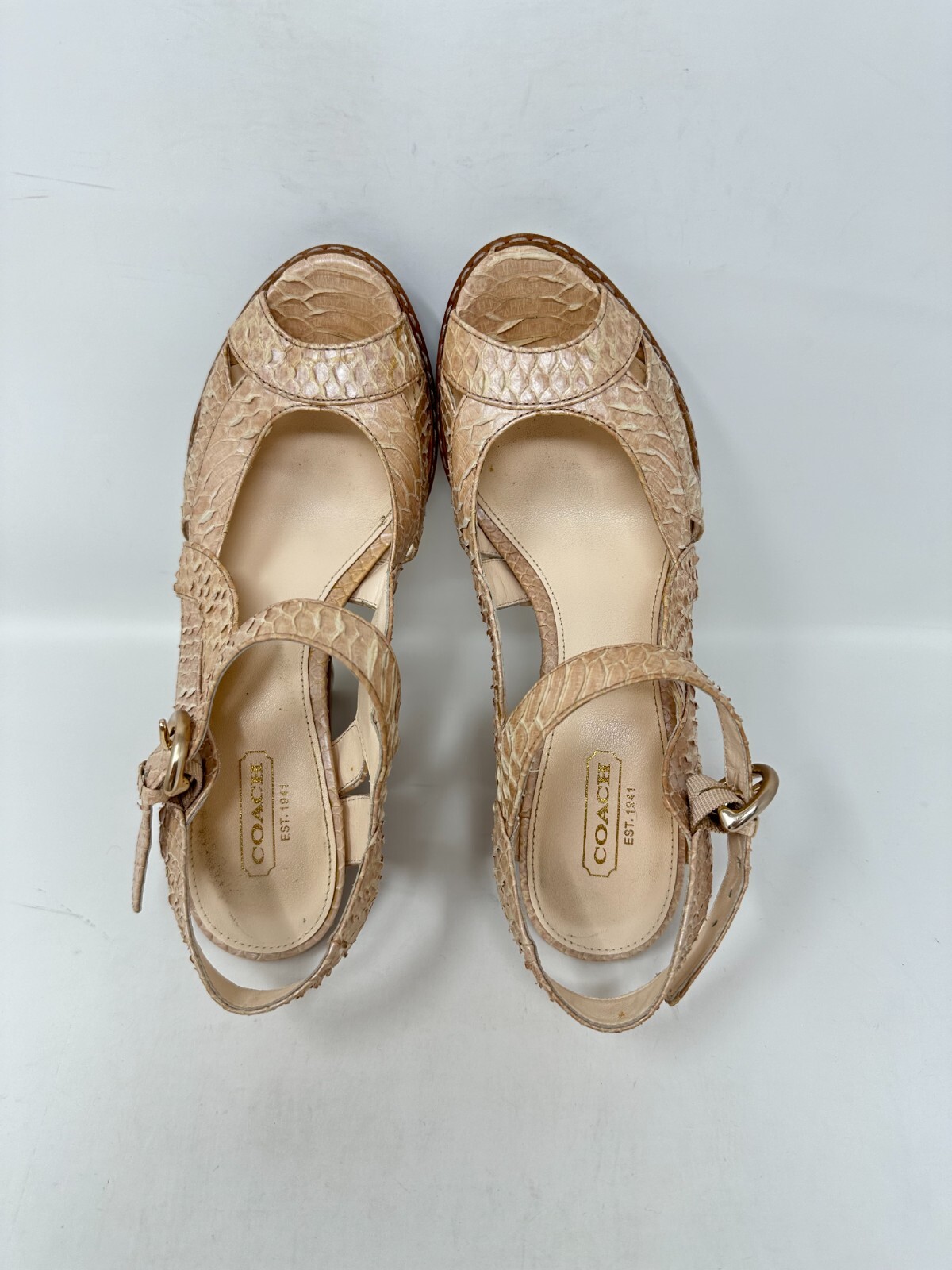 COACH TAMARA Printed Python Natural Strappy Sanda… - image 5