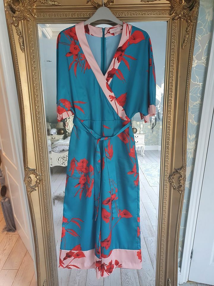 ted baker red floral jumpsuit