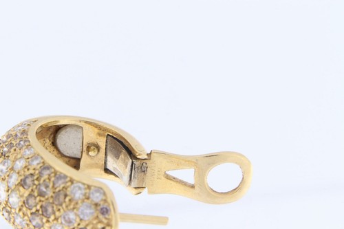 Juego de pendientes de doble aro de diamantes pavimentados de oro amarillo 18K aprox 2 quilates - Imagen 5 de 12