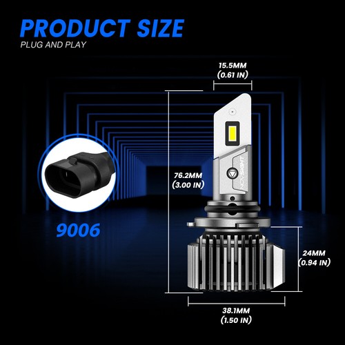 NOVSIGHT 9006 HB4 LED Headlights Low Beam Bulbs 20000LM 300% Bright 6500K Bright - Picture 14 of 14