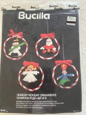 Vintage Bucilla Felt Sequin "Jeweled" Christmas Rings Ornaments
