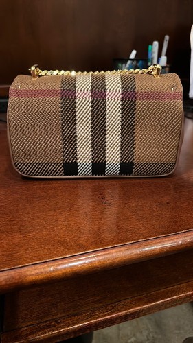Authentic BURBERRY Women's UNI Brown Black LOLA TB Quilted Cashmere Small Bag - Picture 6 of 10