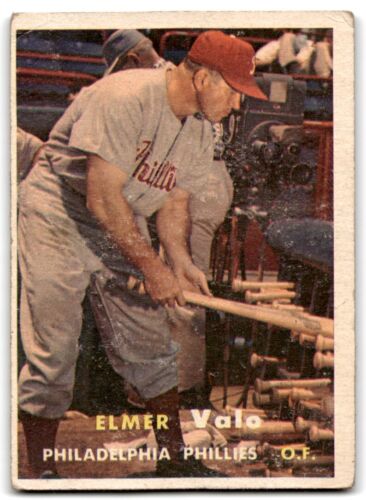 1957 Topps Elmer Valo Philadelphia Phillies #54 - Foto 1 di 2