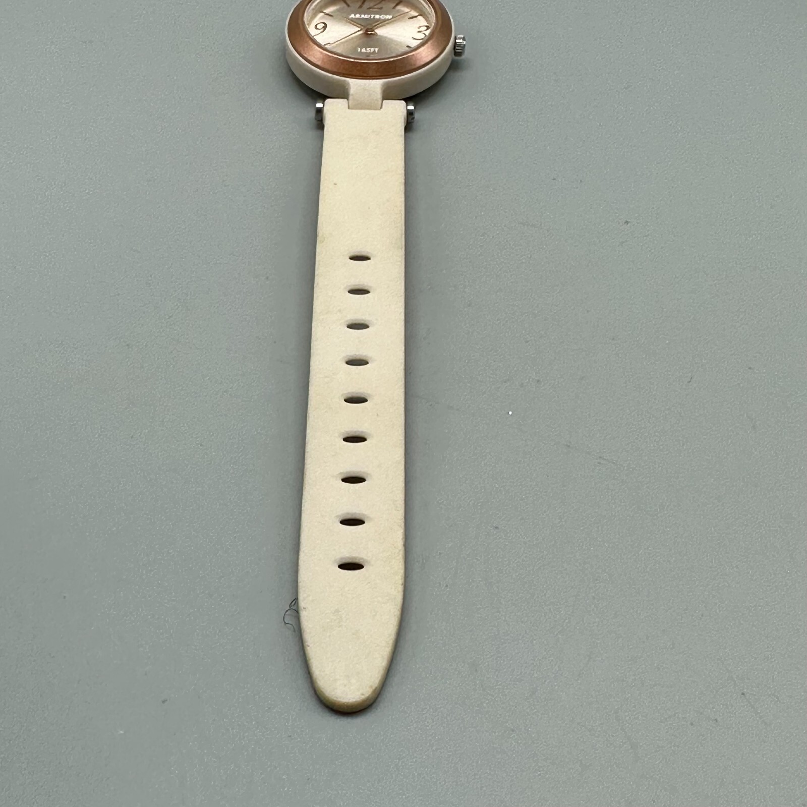 Armitron Watch Women Rose Gold Tone Cream Silicone Band New Battery 9.5 Inch