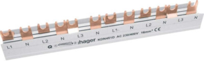 Hager Electro KDN451D Phasenschienen 4p,16qmm,12mod,Gabel
