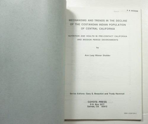 Trends im Rückgang der costanoanischen indischen Bevölkerung 1986 Stodder Kalifornien - Bild 2 von 6