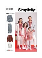 Simplicity 9691 Jungen MäDchen Erwachsene Lounge Hemd Jogger Muster S-L & XS-XL