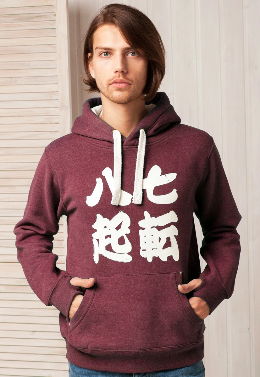 Japanese Hoodie Calligraphy Jumper Thumb Hole Hoody Kanji Mens Sweatshirt Anime