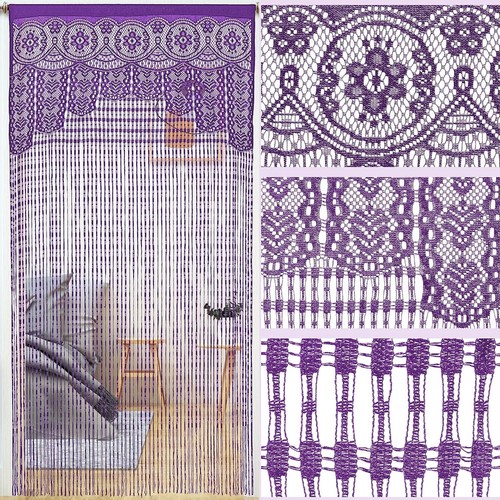 Macrame Lace Door String Curtain for Doorways,Room Divider Doorway 1 Purple - Picture 4 of 4