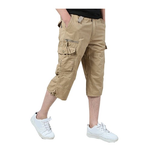 Men's Casual Cotton Cargo Shorts Outdoor Hiking 3/4 Length Below Knee Pants Man. - Picture 8 of 21