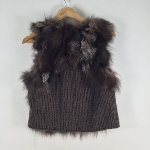 Unbranded womens Real Authentic fur vest jacket size 8 brown sleeveless 090297 - Picture 6 of 9