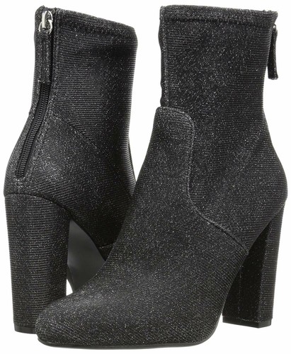 Steve Madden Womens Brisk Block-Heel Sock Booties (Metallic, 11)
