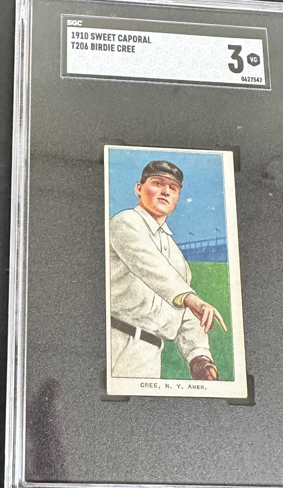 1909-11 T206 Sweet Caporal 350 Factory 350 Birdie Cree New York SGC 3